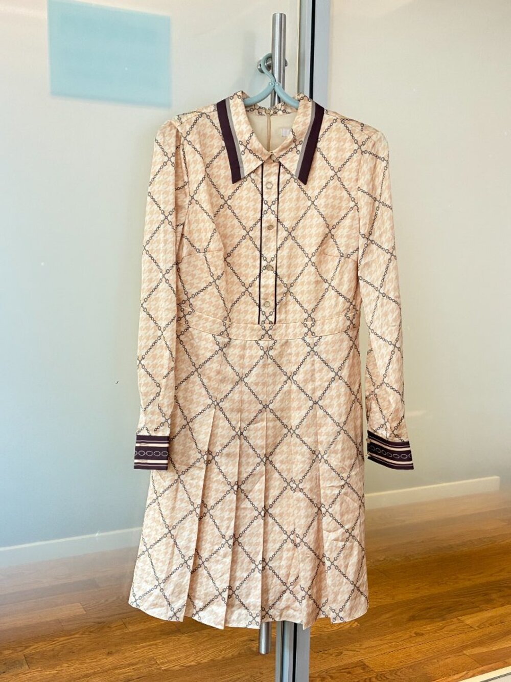 Yellow Houndstooth Plaid Dress Long Sleeve - Prich